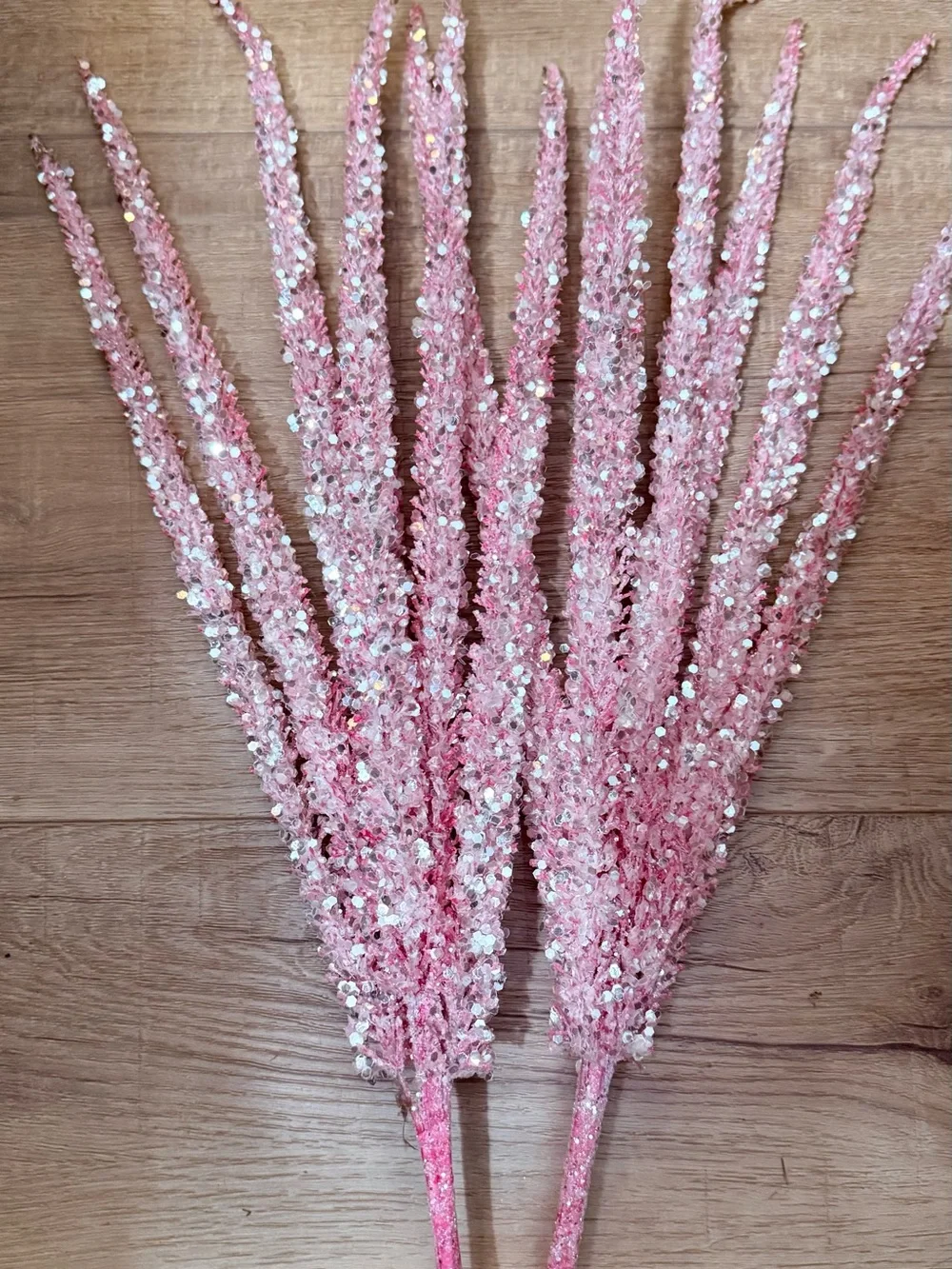 2 Pink Decorative Glitter Pampas Stems pier 1 Home Accents
